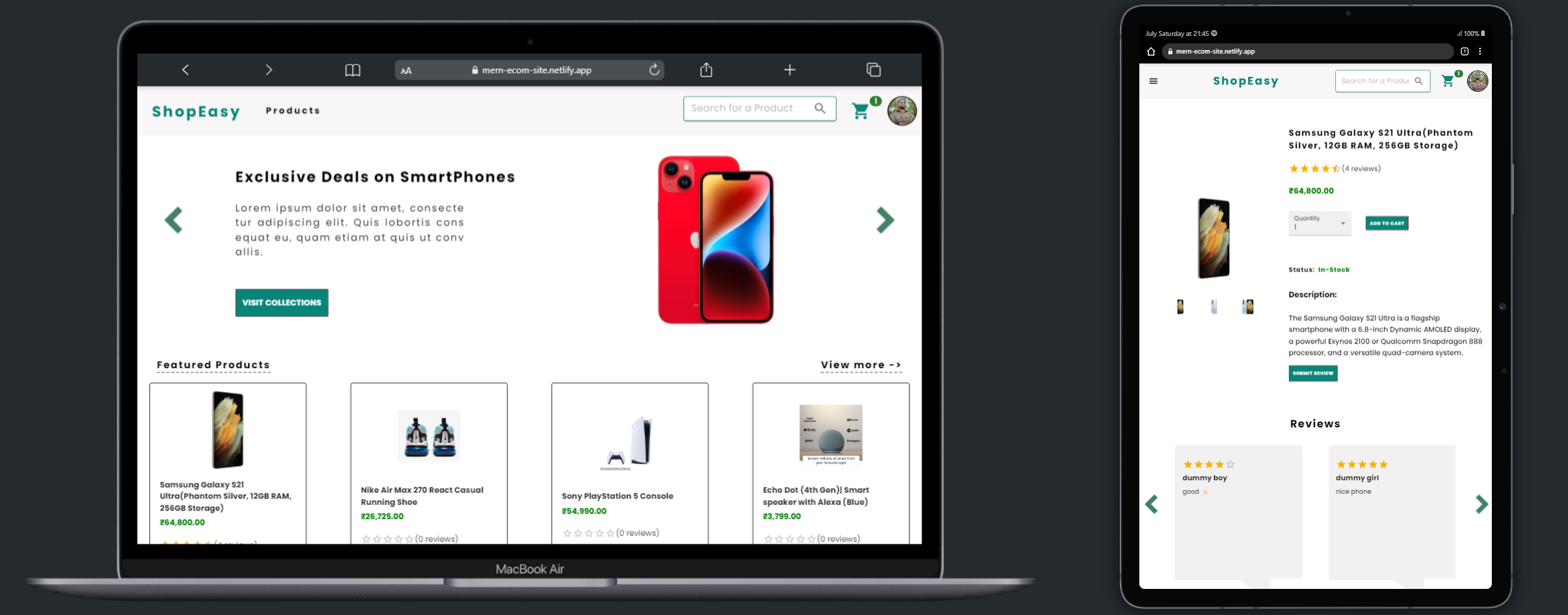 MERN Based Ecommerce Application